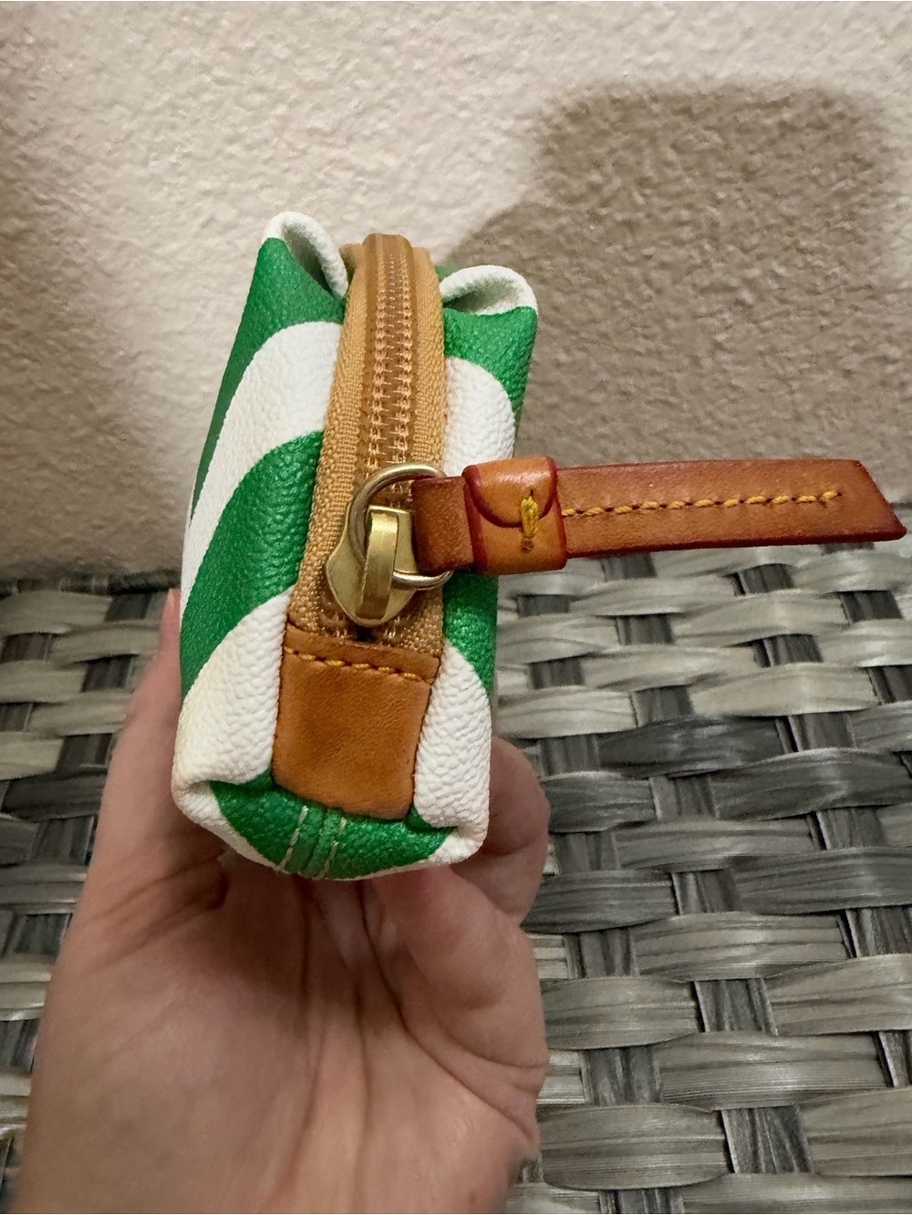 Dooney & Bourke Green and White Chevron Cosmetic Pouch - Picture 7 of 16